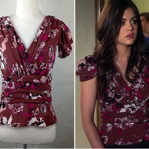 Karl Lagerfeld Impulse Floral Cap Sleeve Top Wine